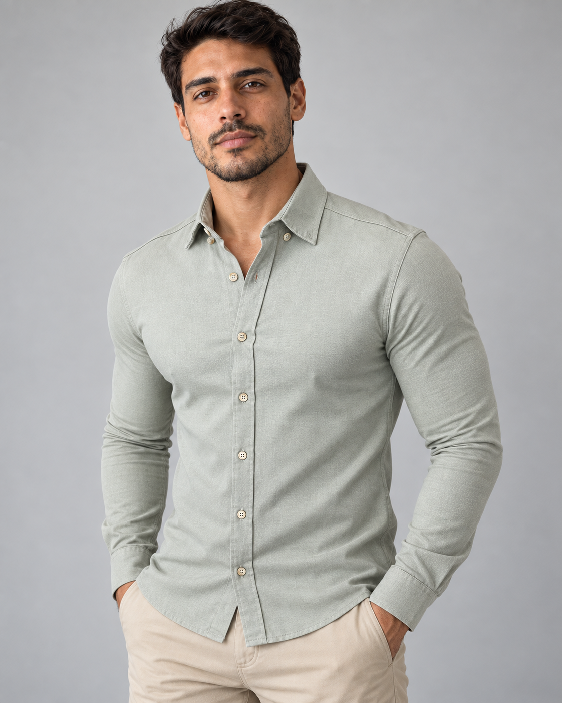 Camisa Linho Lisboa Manga Longa - Cinza Nobre