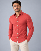 Camisa Linho Lisboa Manga Longa - Carmim