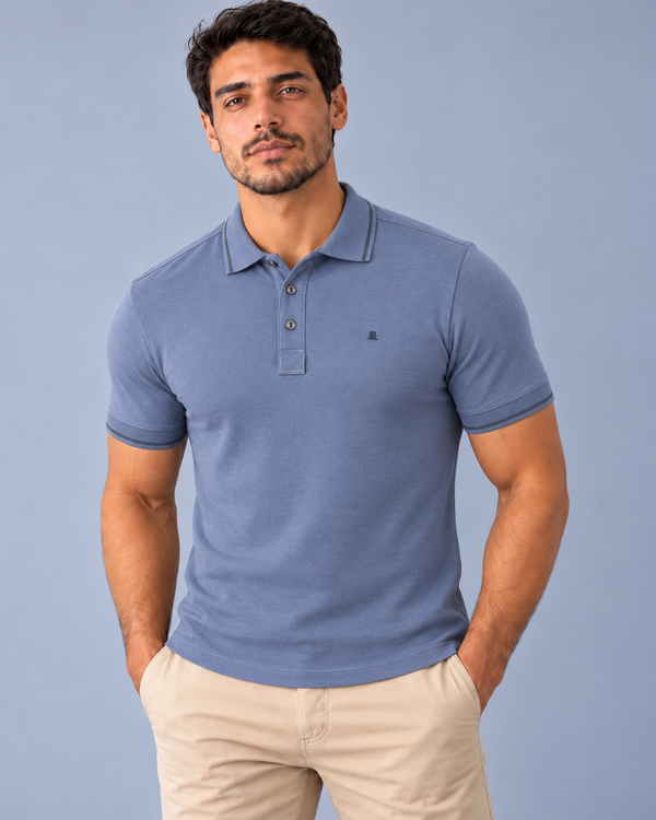 Gola Polo Malha com Punho - Cinza