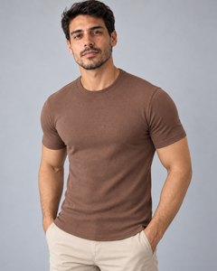 T-shirt Ribana Básica - Marrom