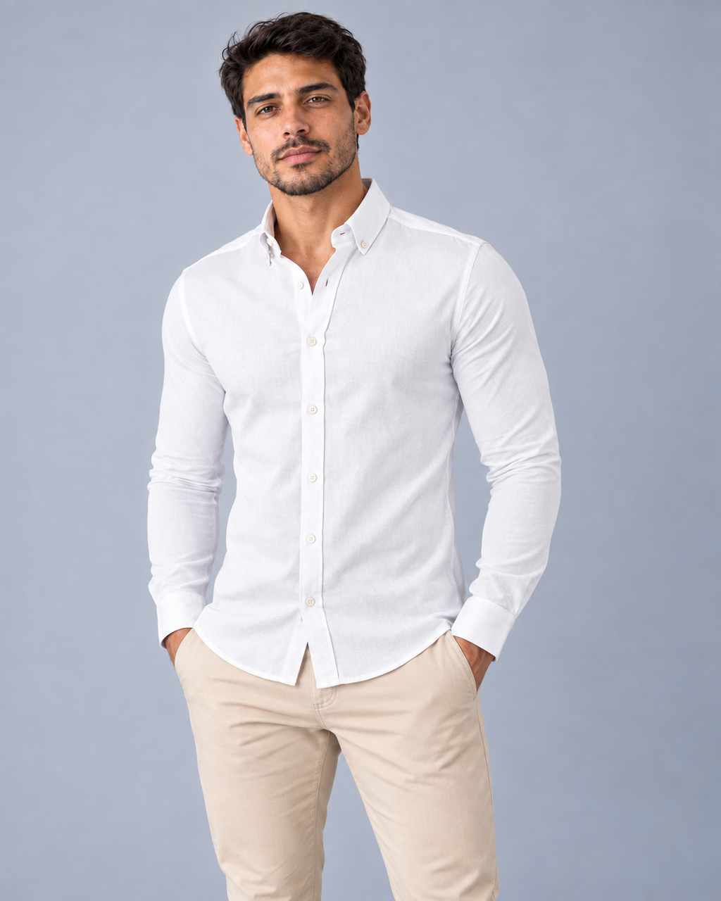 Camisa Linho Lisboa Manga Longa - Branca