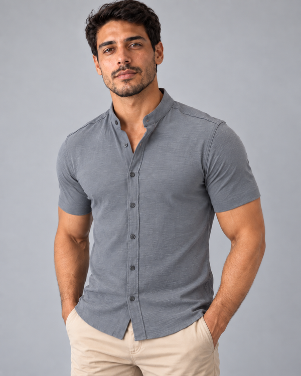 Camisa Gola Padre Dubai - Grafite