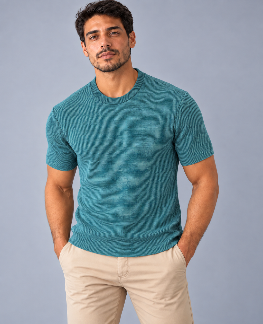 Camiseta LS Texturizada Básica - Verde Escuro