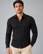 Camisa Linho Lisboa Manga Longa - Preta