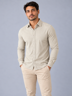 Camisa Linho Lisboa Manga Longa - Capuccino