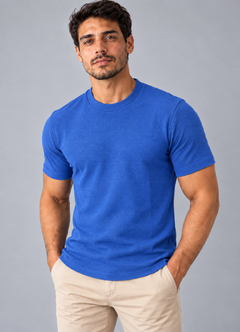Camiseta LS Texturizada Básica - Azul Marinho