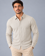 Camisa Linho Lisboa Manga Longa - Nude