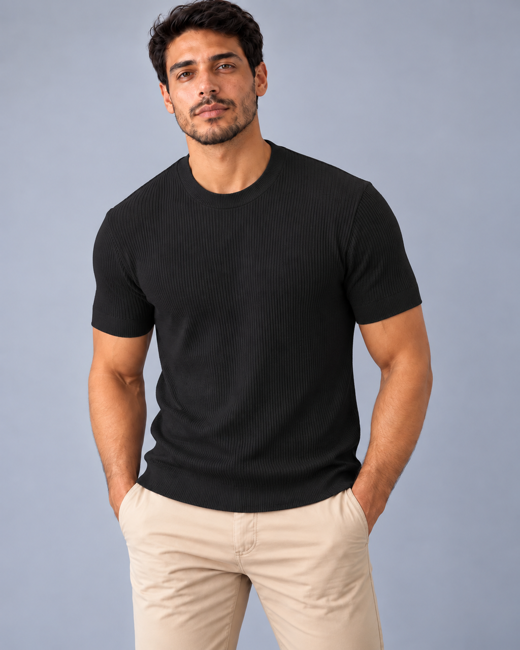 Camiseta LS Texturizada Vertical - Preta