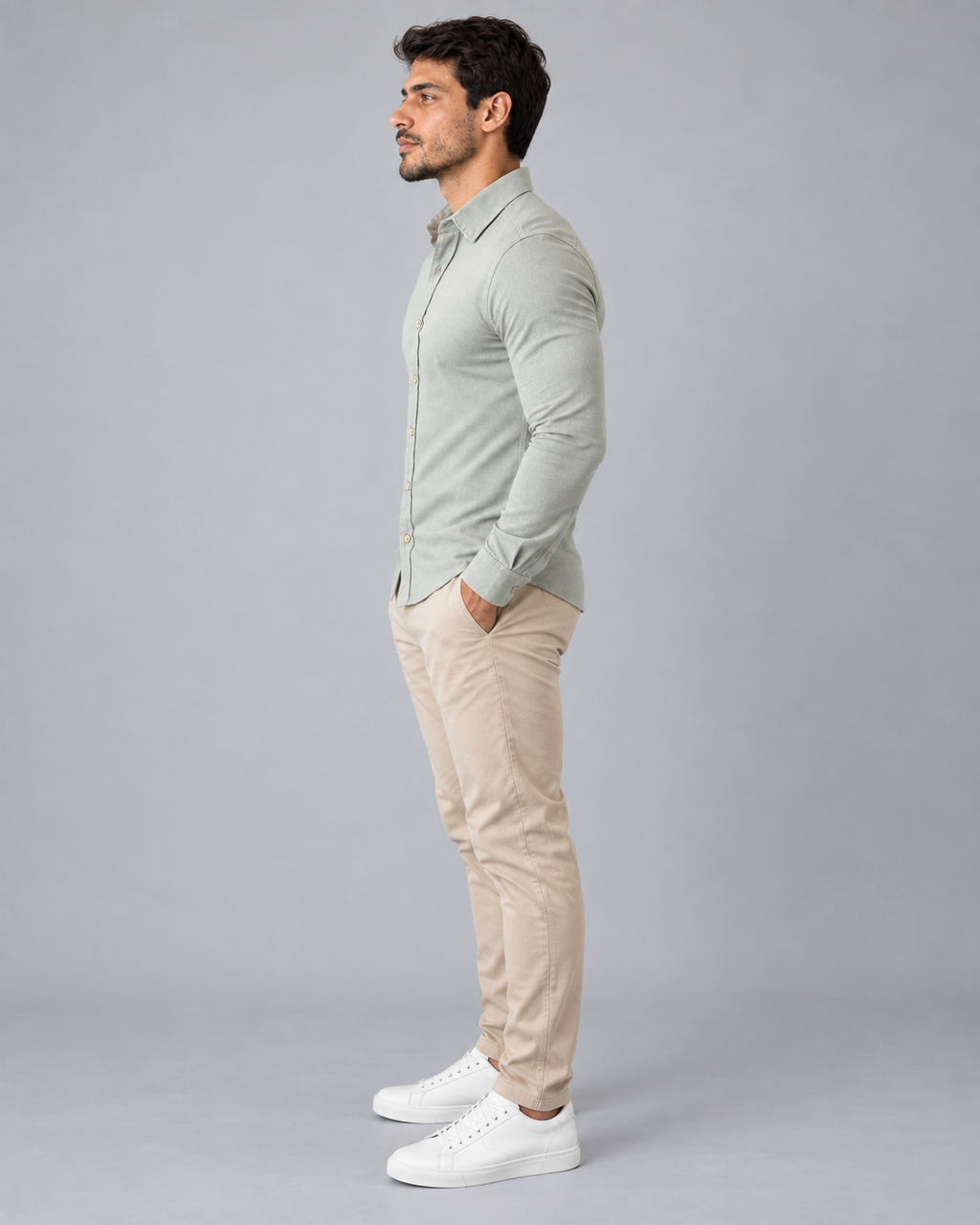 Camisa Linho Lisboa Manga Longa - Cinza Nobre