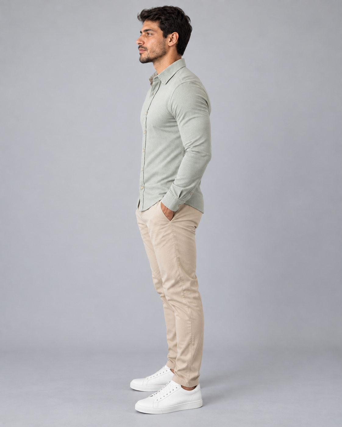 Camisa Linho Lisboa Manga Longa - Cinza Nobre