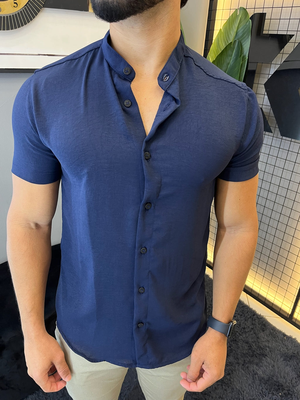 Camisa Gola Padre Dubai - Azul Marinho