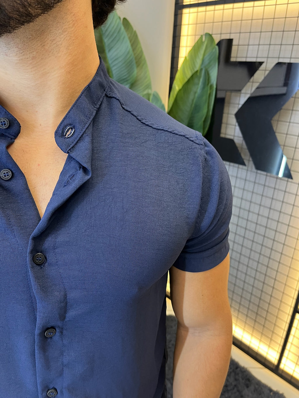 Camisa Gola Padre Dubai - Azul Marinho