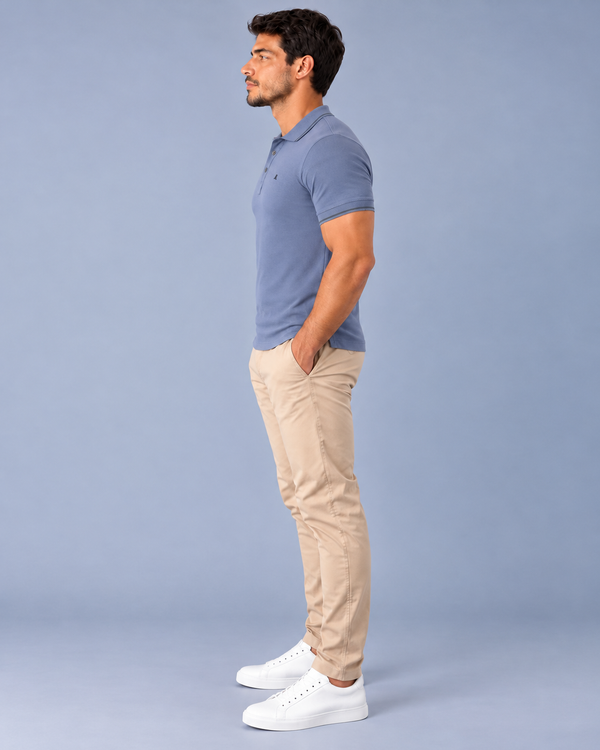 Gola Polo Malha com Punho - Cinza
