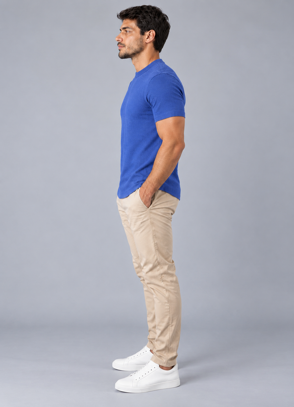 Camiseta LS Texturizada Básica - Azul Marinho