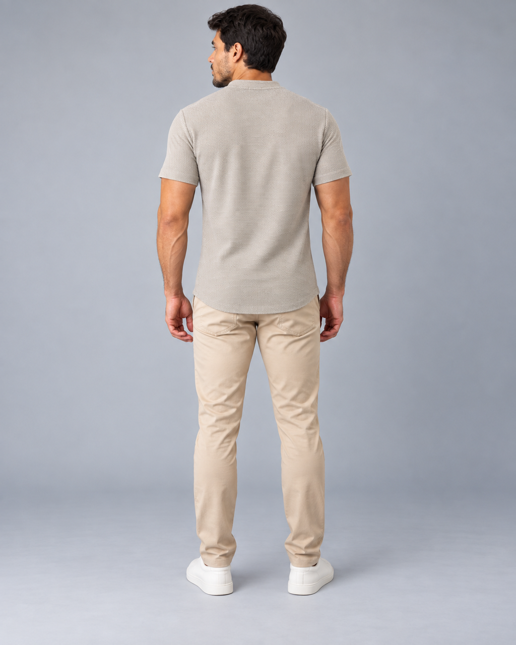 Camiseta LS Texturizada Básica - Marrom Claro