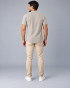 Camiseta LS Texturizada Básica - Marrom Claro