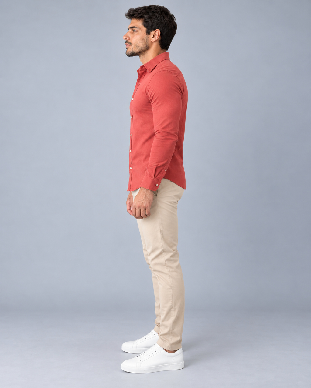 Camisa Linho Lisboa Manga Longa - Carmim