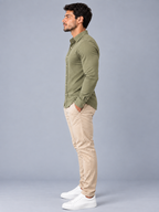 Camisa Linho Lisboa Manga Longa - Verde Militar