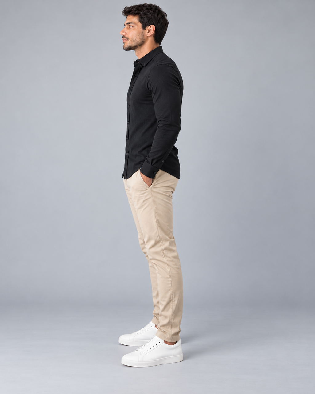 Camisa Linho Lisboa Manga Longa - Preta