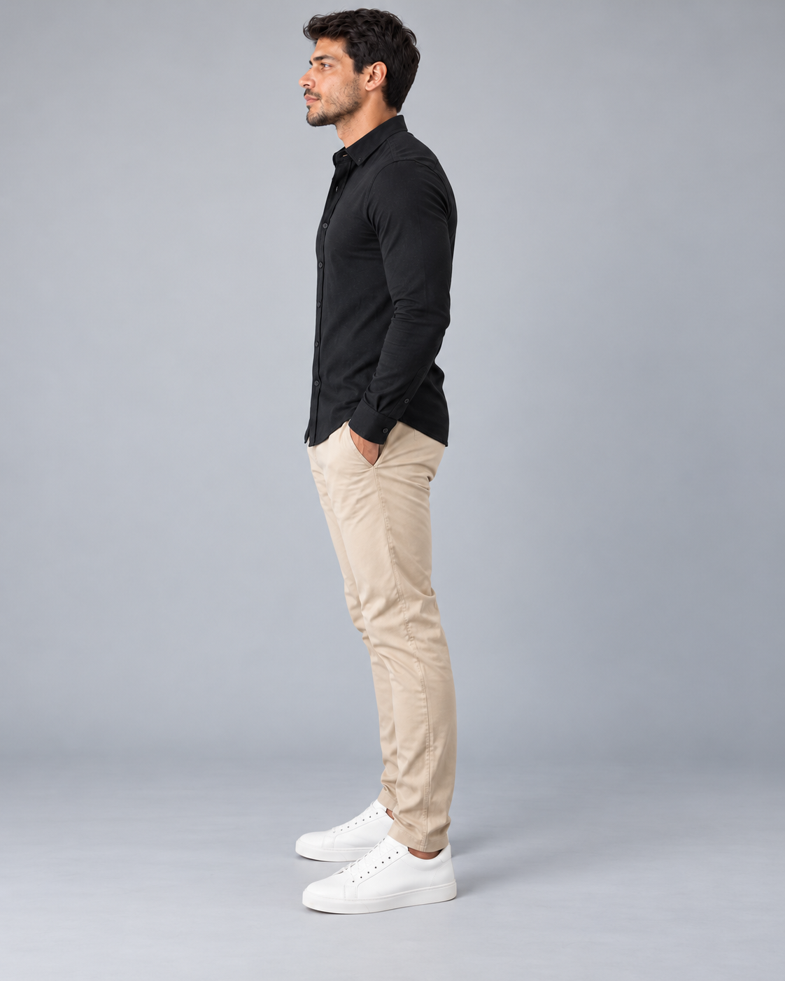 Camisa Linho Lisboa Manga Longa - Preta