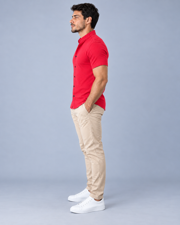 Camisa Gola Padre Dubai - Vermelha