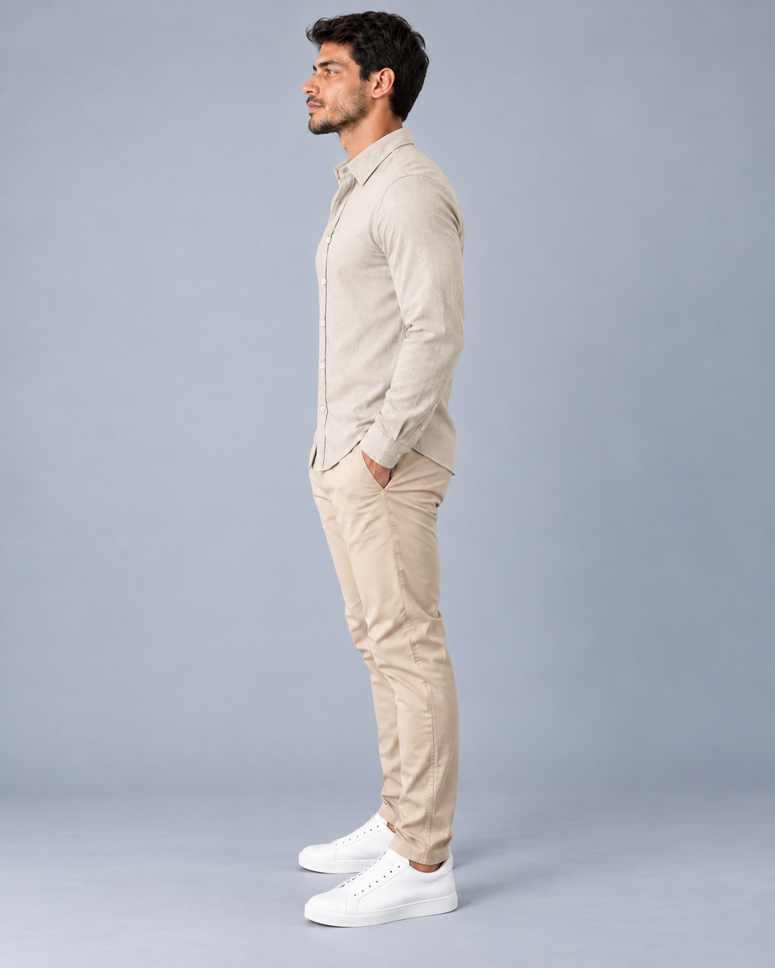 Camisa Linho Lisboa Manga Longa - Nude