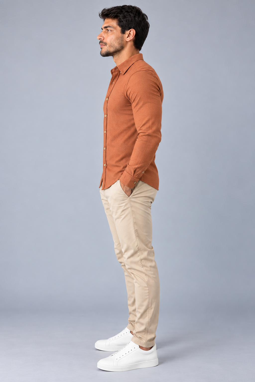 Camisa Linho Lisboa Manga Longa - Coffee