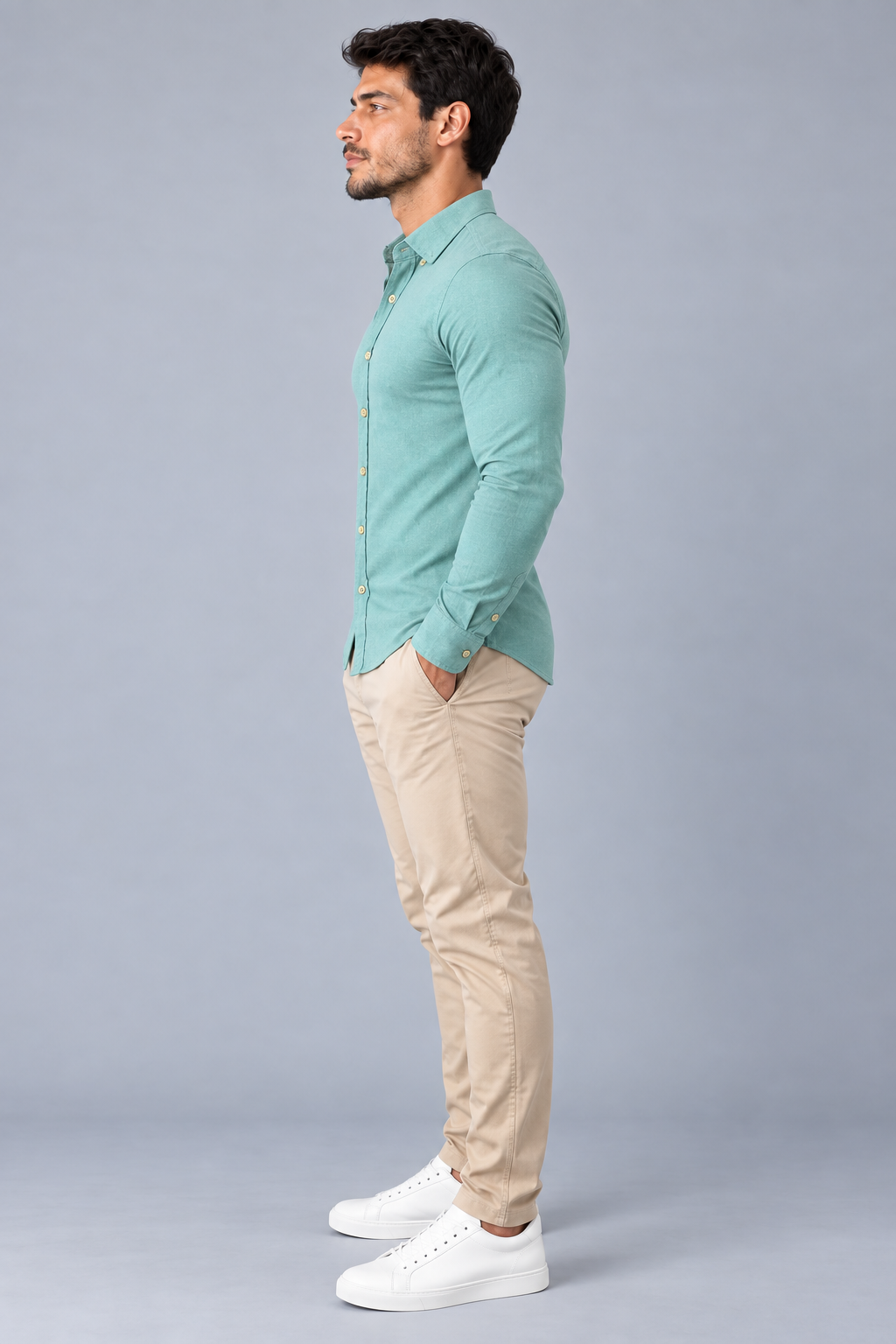 Camisa Linho Lisboa Manga Longa - Verde Água