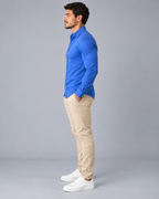 Camisa Linho Lisboa Manga Longa - Azul Royal