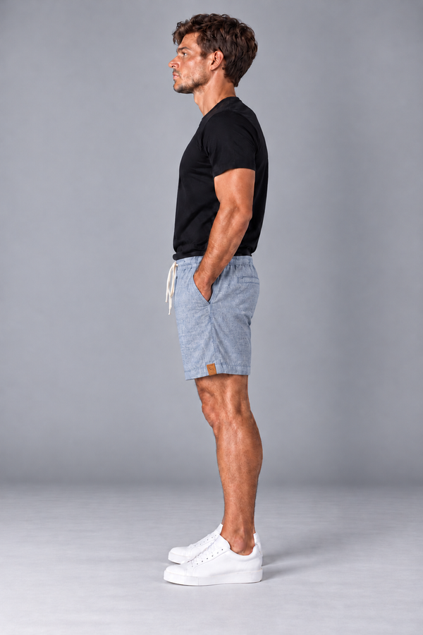 Short Linho - Azul Mescla