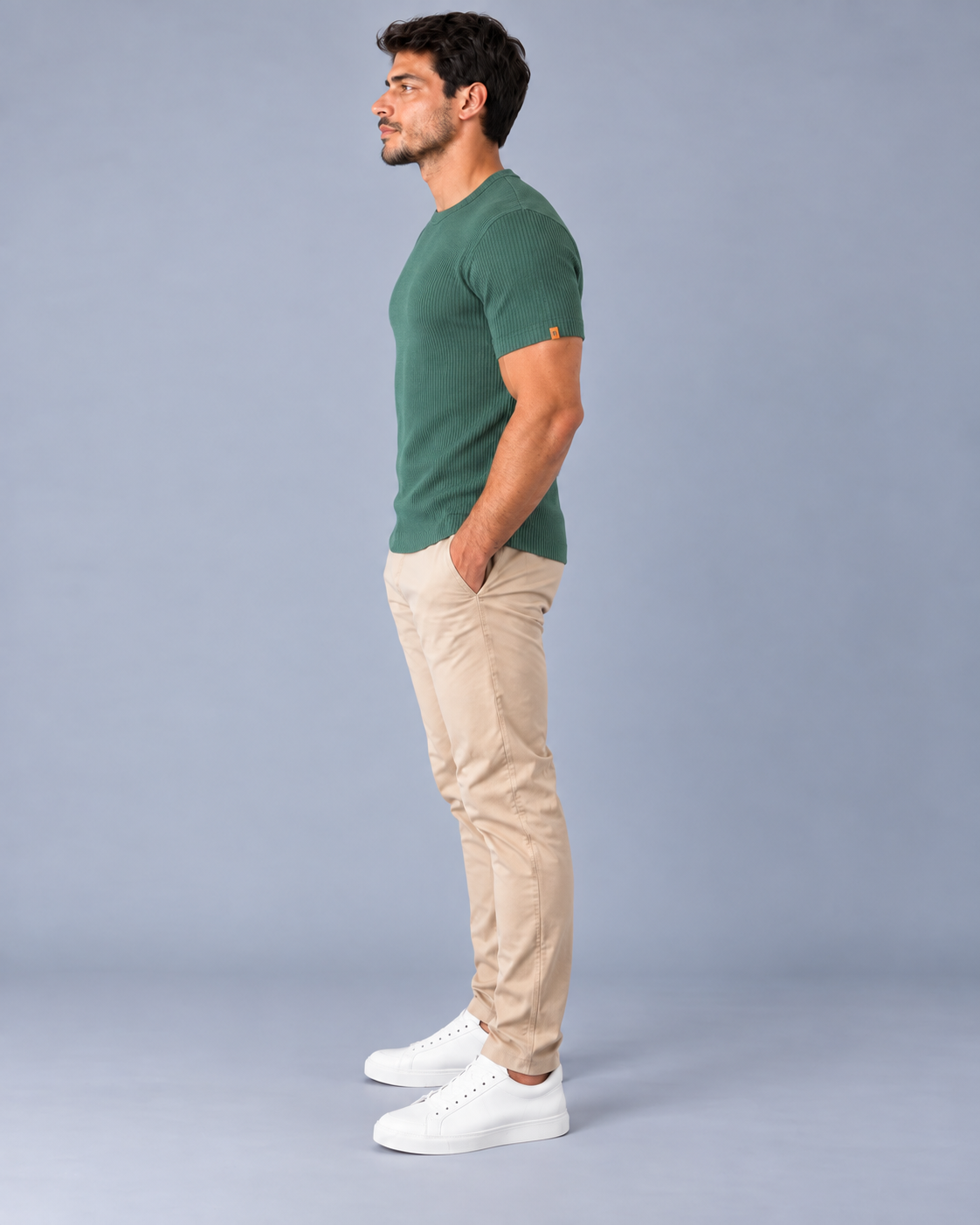 Camiseta LS Texturizada Vertical - Verde Musgo