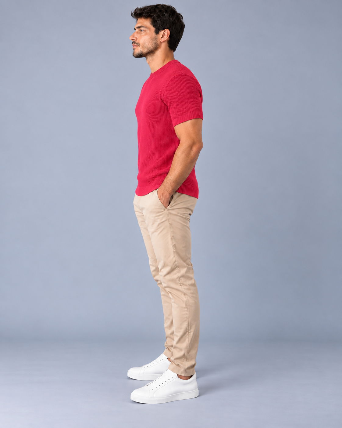 Camiseta LS Texturizada Vertical - Vermelha