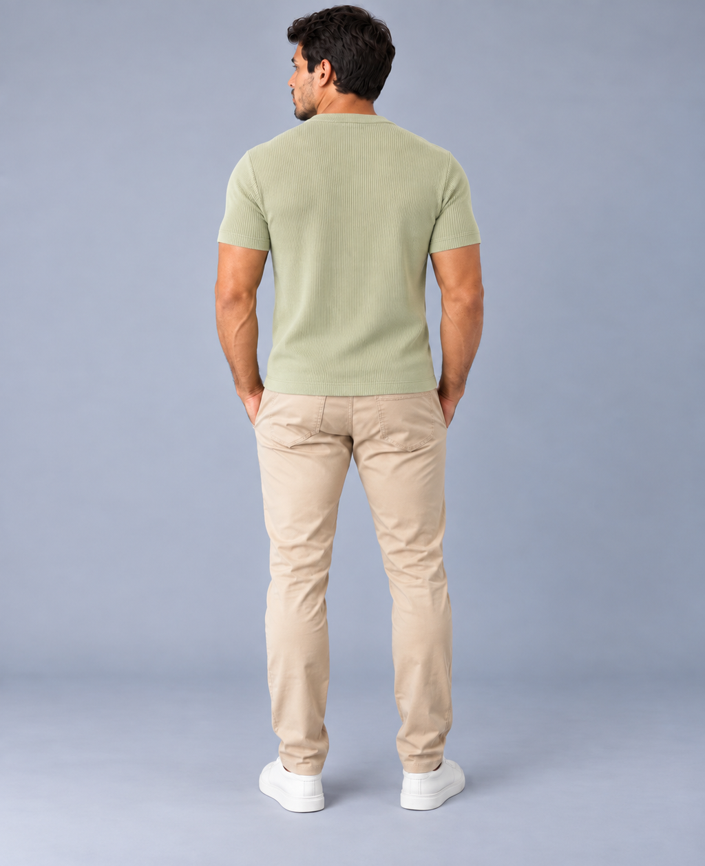 Camiseta LS Texturizada Vertical - Verde Cana