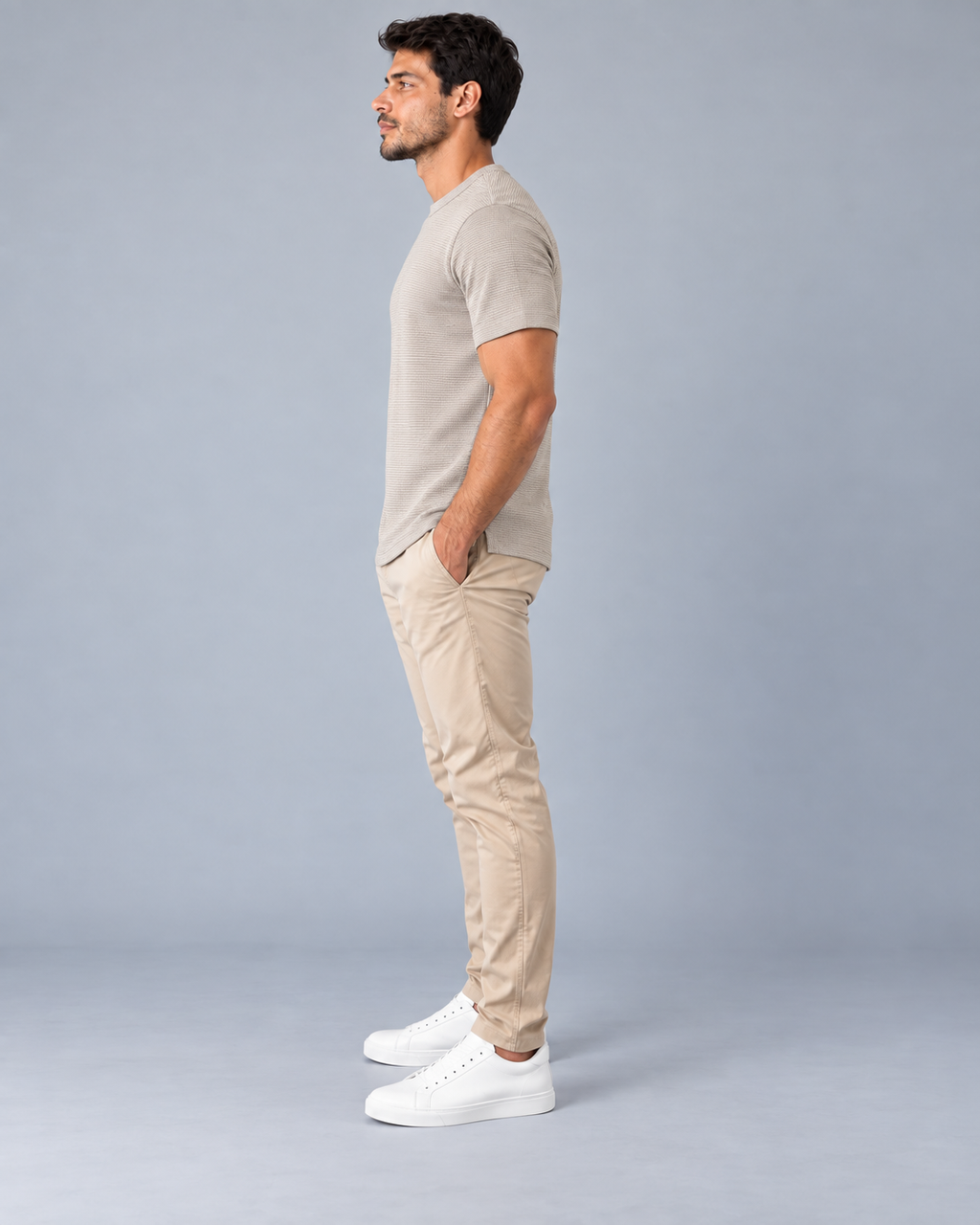 Camiseta LS Texturizada Básica - Marrom Claro