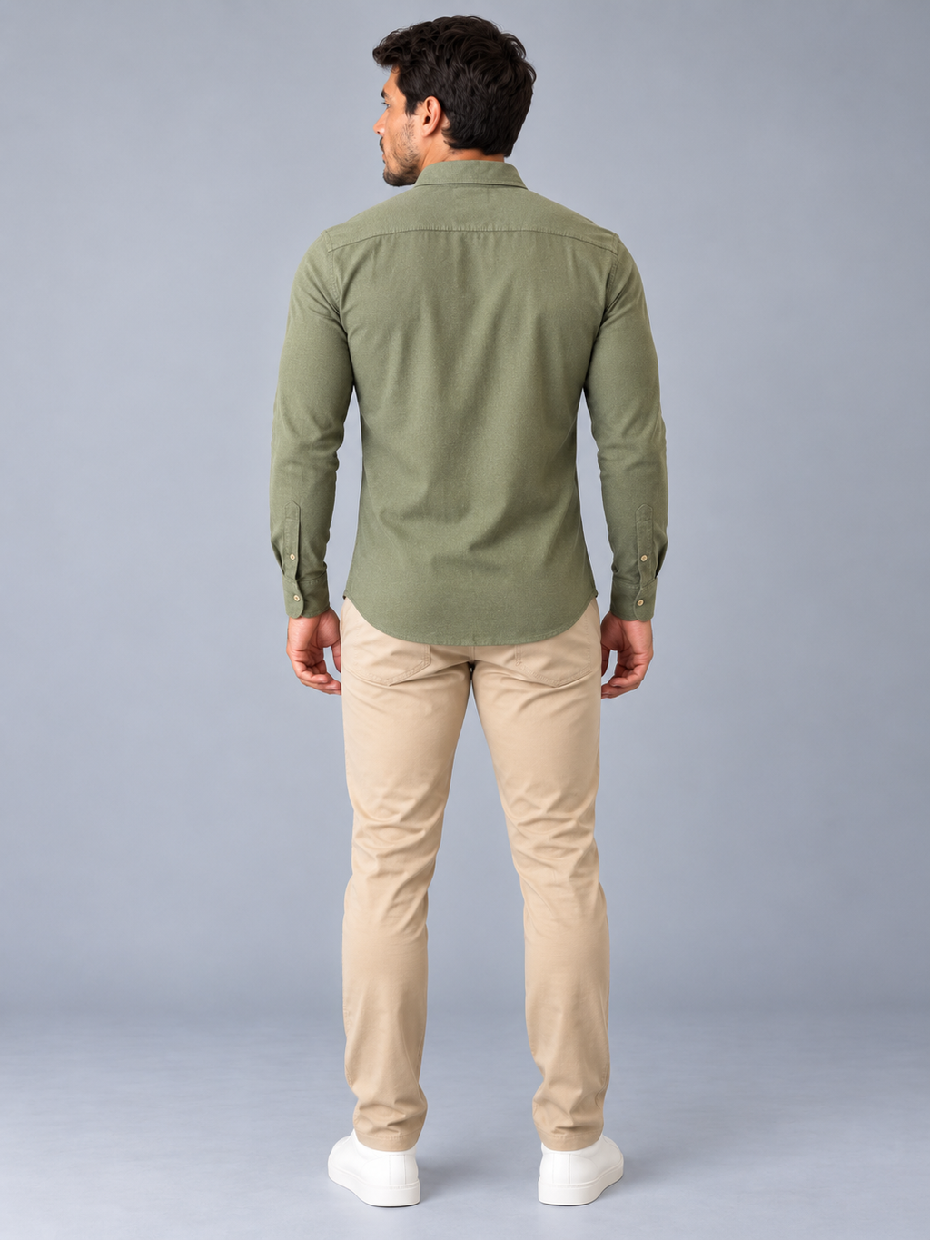 Camisa Linho Lisboa Manga Longa - Verde Militar