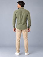 Camisa Linho Lisboa Manga Longa - Verde Militar