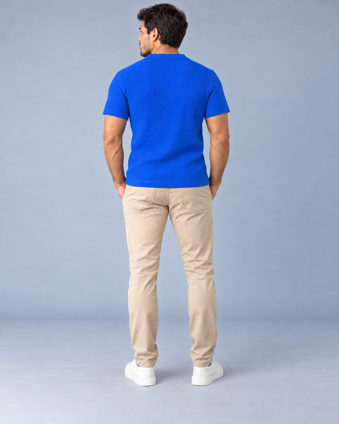 Camiseta LS Texturizada Vertical - Azul Royal
