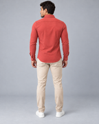 Camisa Linho Lisboa Manga Longa - Carmim