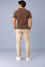 Camiseta LS Texturizada Vertical - Marrom