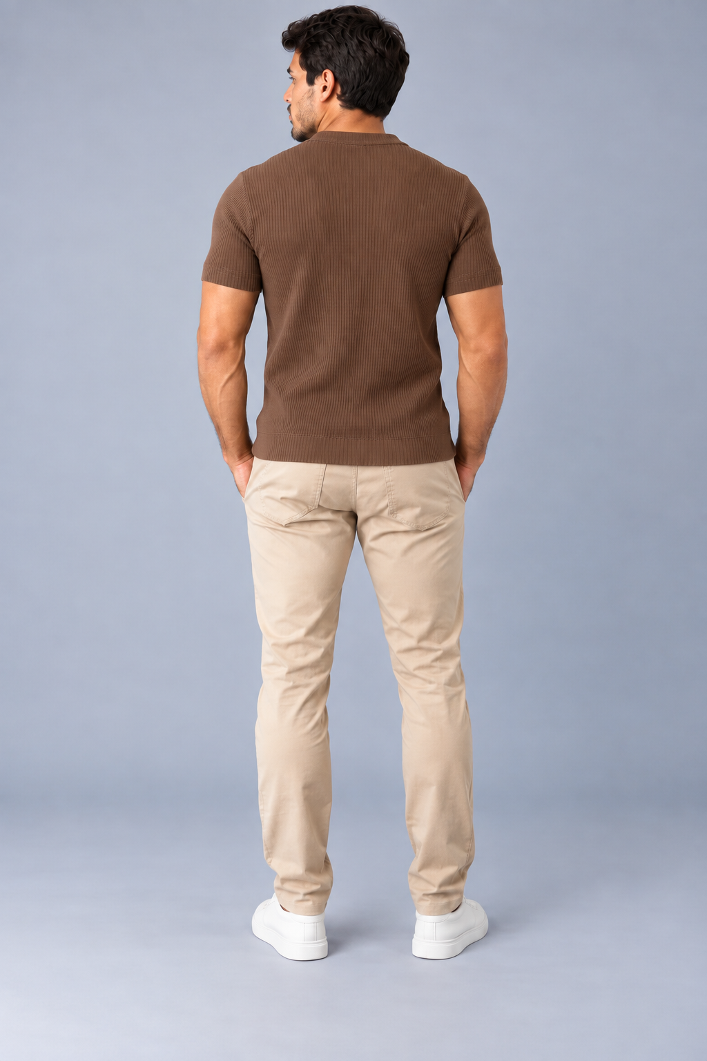 Camiseta LS Texturizada Vertical - Marrom
