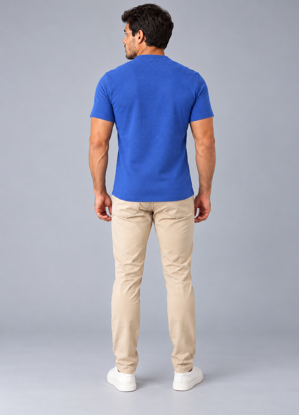 Camiseta LS Texturizada Básica - Azul Marinho