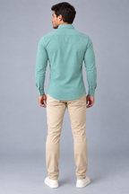 Camisa Linho Lisboa Manga Longa - Verde Água