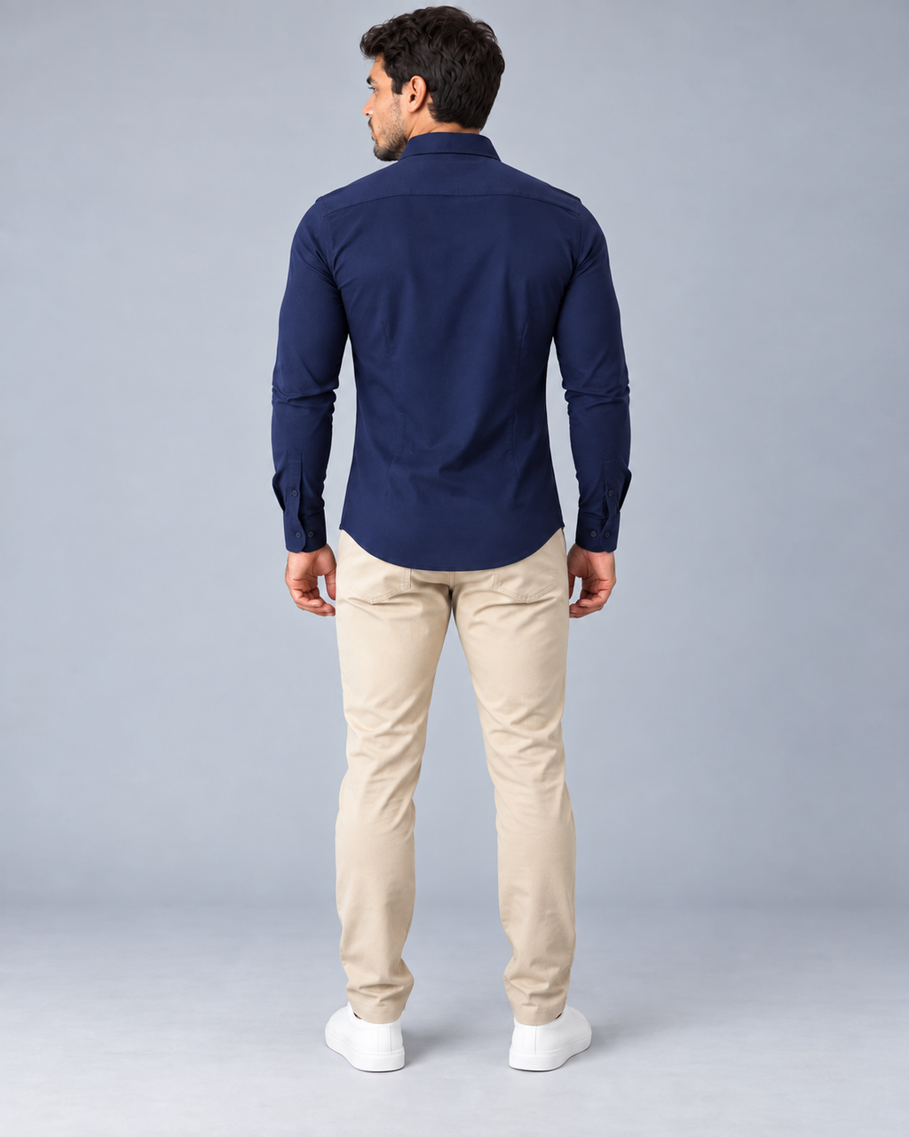 Camisa Linho Lisboa Manga Longa - Azul Marinho
