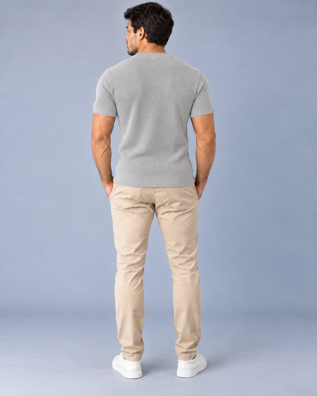 Camiseta LS Texturizada Vertical - Cinza