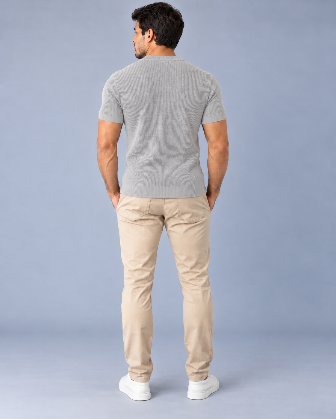 Camiseta LS Texturizada Vertical - Cinza