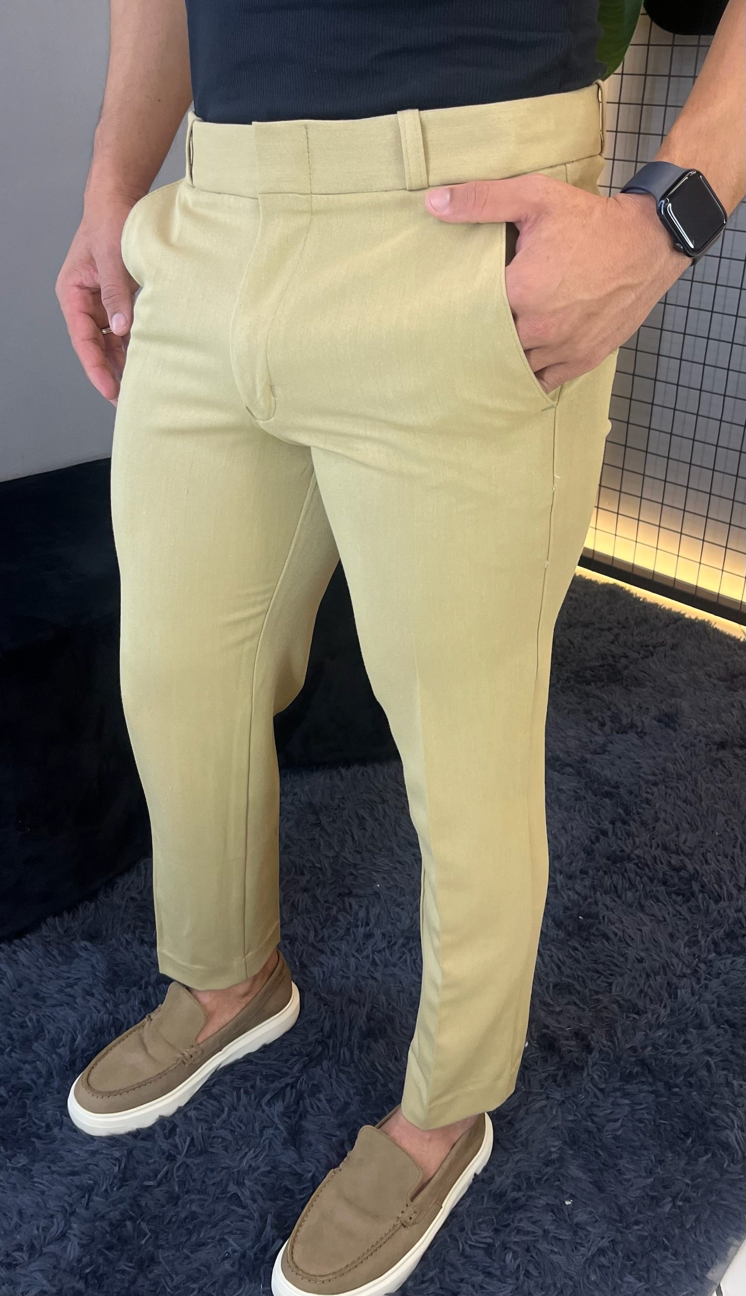 Calça Alfaiataria Corte Reto Roma - Caqui