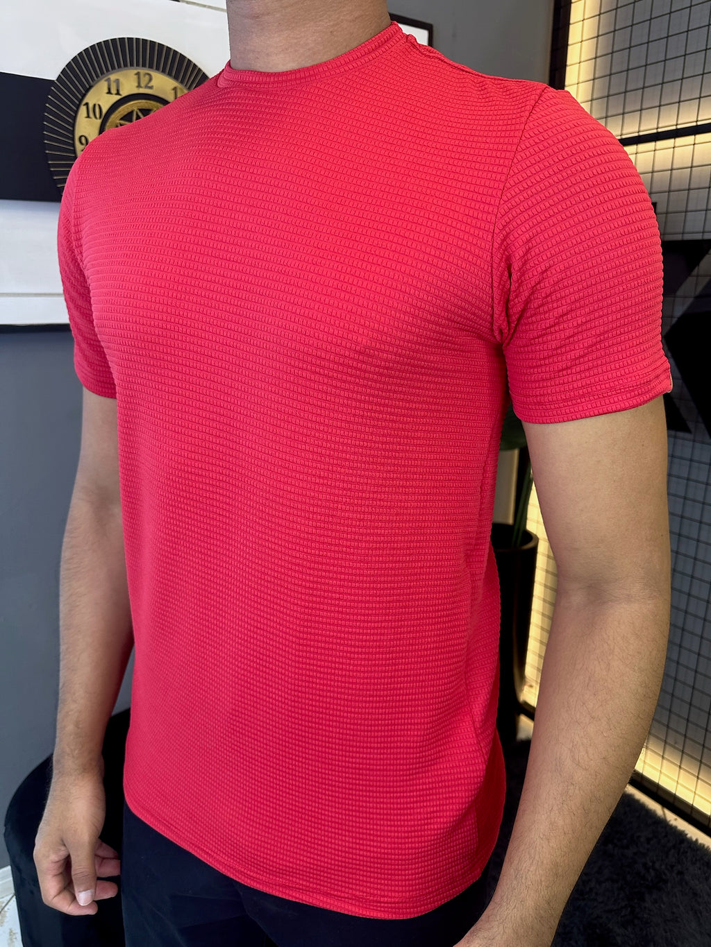 Camiseta Texturizada Tijolinho - Vermelha