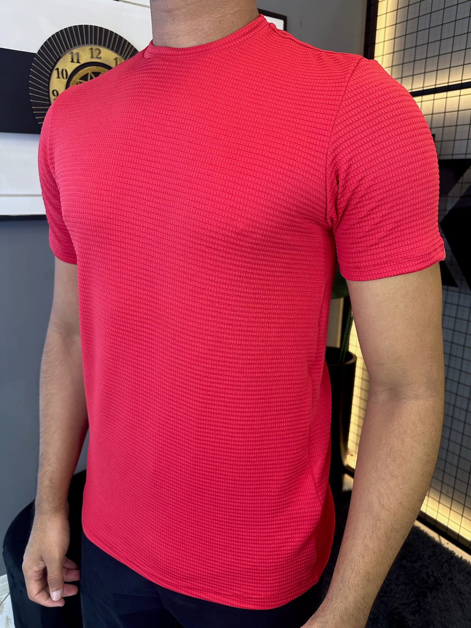 Camiseta Texturizada Tijolinho - Vermelha