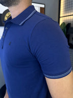 Gola Polo Malha com Punho - Azul Marinho