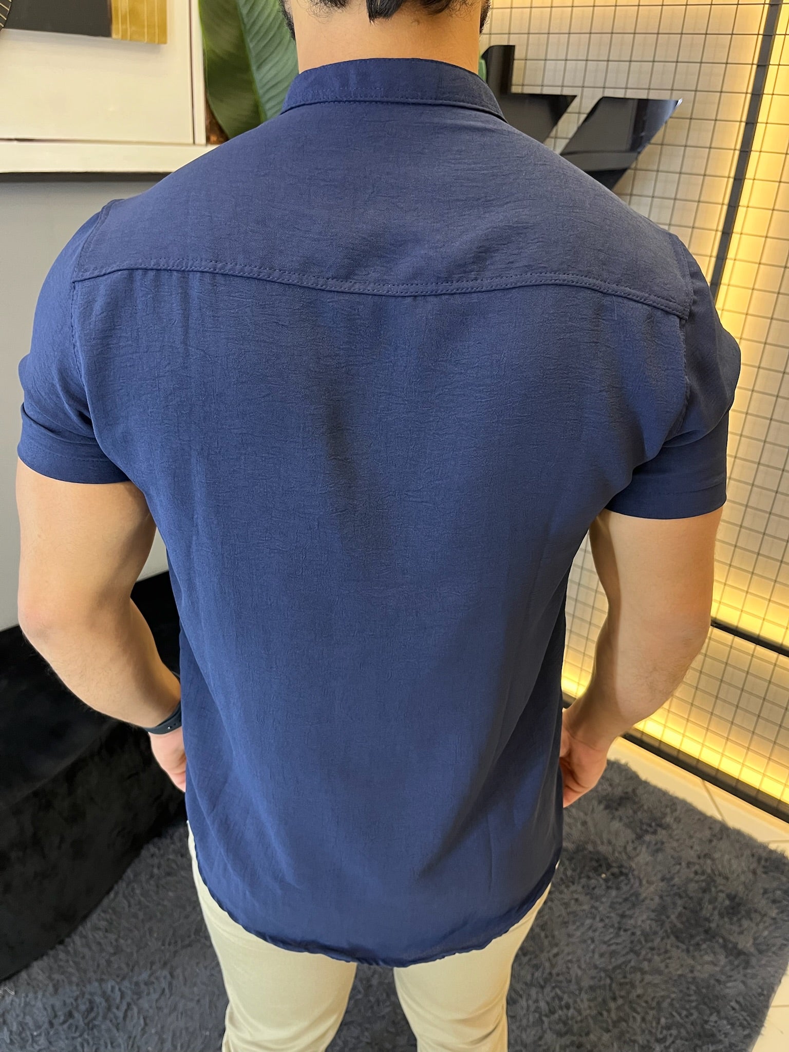 Camisa Gola Padre Dubai - Azul Marinho